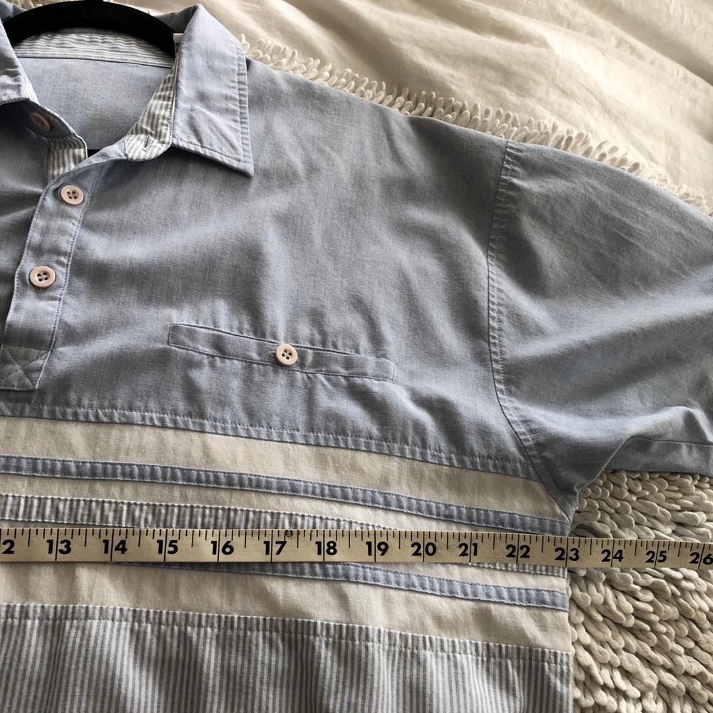 VINTAGE 90’s blue striped mixed print polo shirt L - Picture 10 of 10